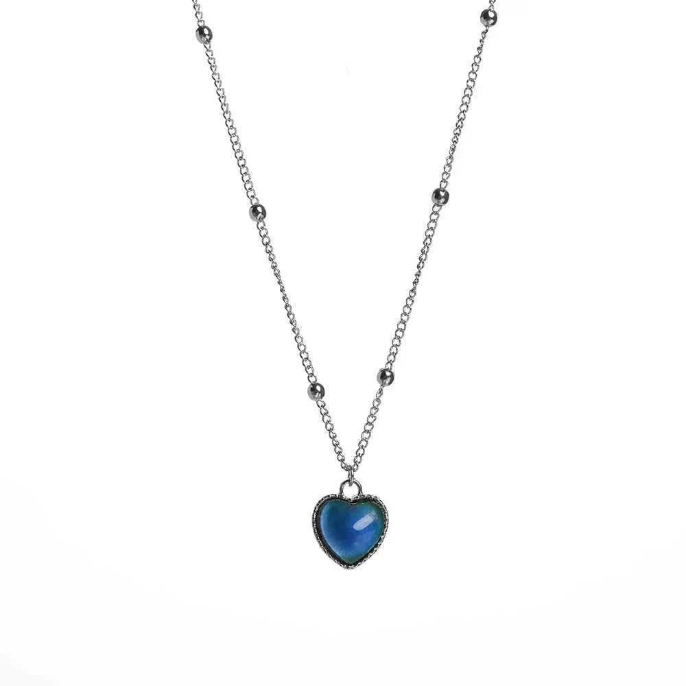 Collane Heat Stain Emotion Monitor Ciondolo a forma di cuore Cambia colore con collana da donna Empress Lover JewelryL2404_voghion.com