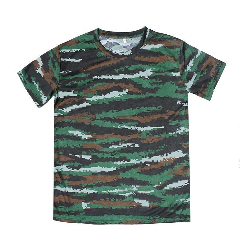 Schnelltrocknendes Kurzarm-Camouflage-T-Shirt für Kinder, Sommer-Mesh, atmungsaktiver Trainingsanzug, Militär-Trainingsuniform, Camouflage-Uniform_voghion.com