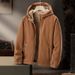Men's Heavyweight Fleece Jacket – Sherpa-Lined Zip-Up Hoodie For Winter (Black, Army Green, Caramel, Navy Blue)_voghion.com