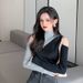 ragazza 2025 primavera e autunno nuovo maglione lavorato a maglia a collo alto a maniche lunghe con spalle scoperte color-block vestibilità slim base corta_voghion.com