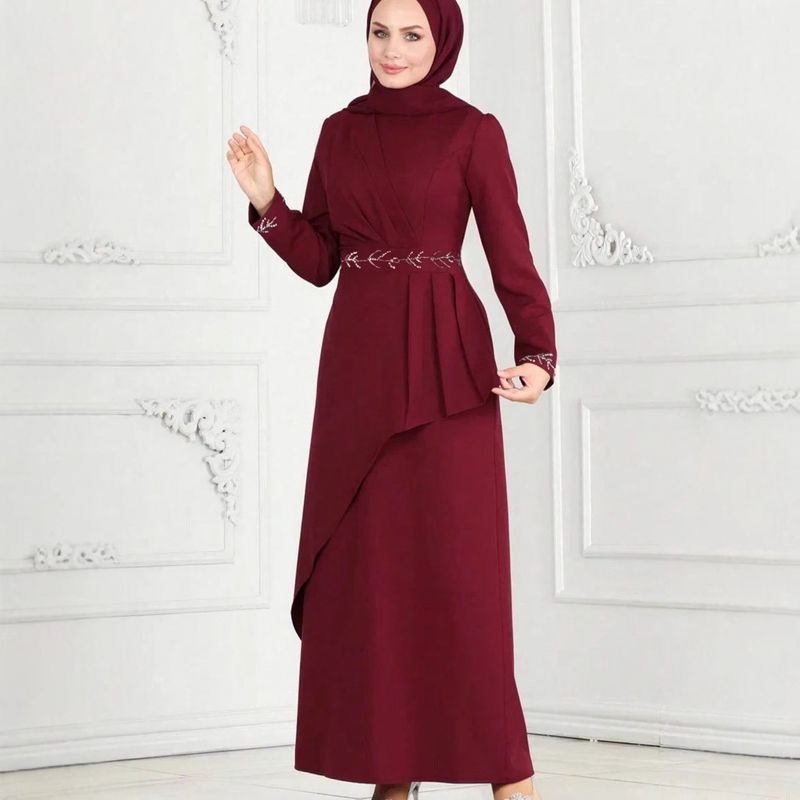 Dametøj Elegant muslimsk damekjole med lang talje_voghion.com