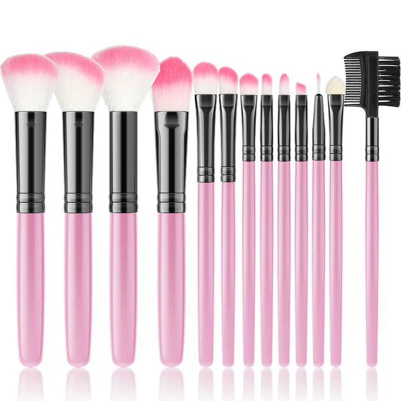 Rosa 13-teiliges Make-up-Pinsel-Set, weich, flauschig, für Kosmetik-Grundierung, Puder-Rouge-Puder, Lidschatten, Kab_voghion.com