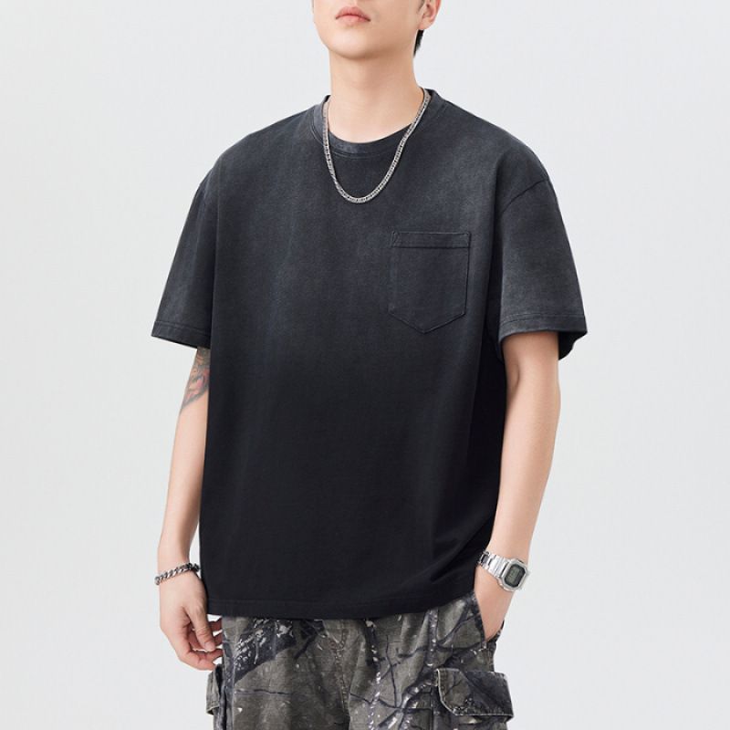 Maglietta estiva in cotone lavabile con maniche a gradiente, stile cinese-chic per il tempo libero da uomo_voghion.com