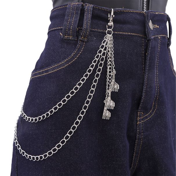 Fashion Personalized Giraffe Pendant Accessories, Double-layer Metal Chain, Versatile And Trendy Pants Chain_voghion.com
