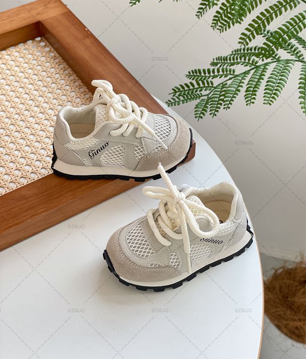 {Gréissten 15-30} Atmungsaktiv Mesh-Turnschuhe fir Kanner, Hohl-Mesh-Schong fir Meedercher, Fréijoers-Jongen-Schong, mëll Sohlen_voghion.com