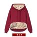 Solid Color Lamb Wool Fleece Lined Thickened 2024 New Winter Coat Hooded Sweatshirt Warm Top Wine Red 12_voghion.com