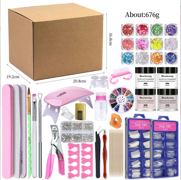 Profesjonalny zestaw do paznokci akrylowych z wiertarką i lampą UV - kompletny zestaw startowy dla początkujących (zawiera wszystko, co potrzebne)_voghion.com