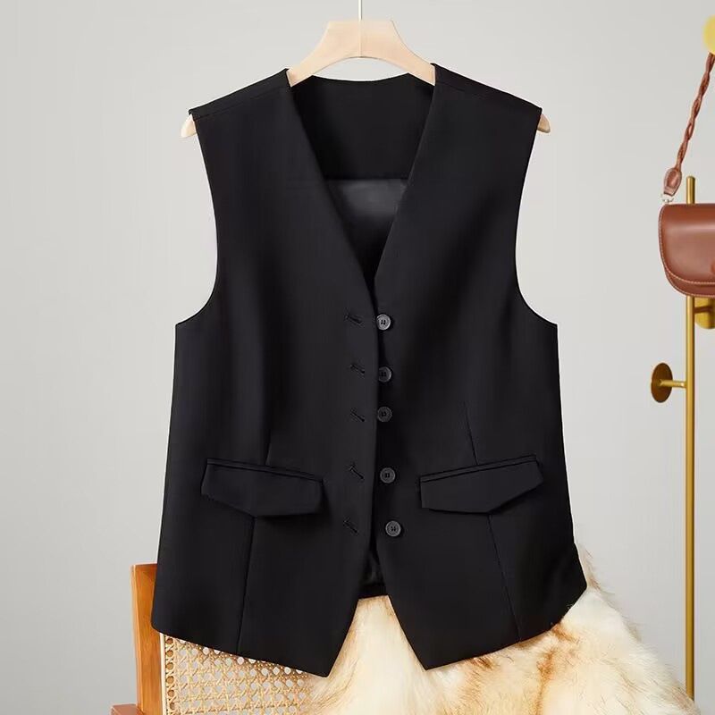 Gilet da donna di tendenza alla moda, gilet bianco beige_voghion.com