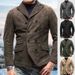 Vintage Men's Casual Jacket – Windproof Polyester Coat With Zip Pockets, Slim Fit, Retro Style (Black, Grey, Brown, Khaki, Army Green)_voghion.com