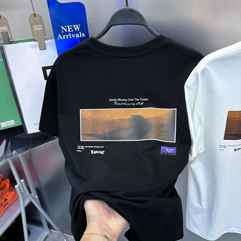men's fashion brand landscape fashion T-shirt simple short-sleeved youth loose original T-shirt B1DAD2317_voghion.com