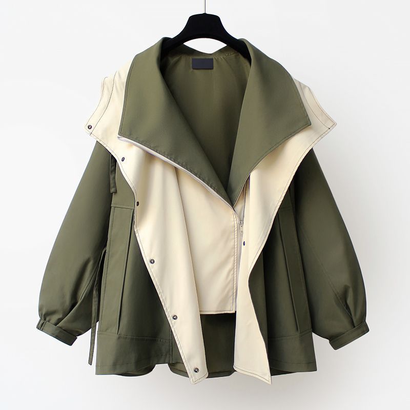 Spring and Autumn's Mid-length Trench Coat Hooded Zipper Loose Jacket Korean Version Fashion Little Chap Windbreak_voghion.com
