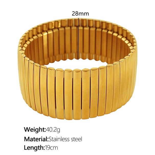 Bracciale da donna in acciaio al titanio placcato oro, semplice, a scacchi quadrati, resistente allo sbiadimento, con catena cubana versatile_voghion.com