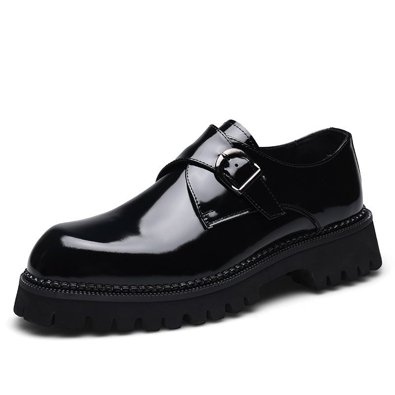 Suitable For All Seasons Straight British Casual Leather For Men, Formal Business Thick-Soled Height-Increasing Loafers, Shiny Wedding New Men's_voghion.com