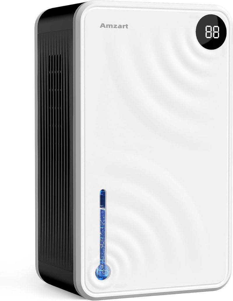 Desumidificador (980 pés quadrados), desumidificador de 118 oz com mangueira de drenagem, visor de umidade, desligamento automático, desumidificador silencioso com modo de espera para casa_voghion.com