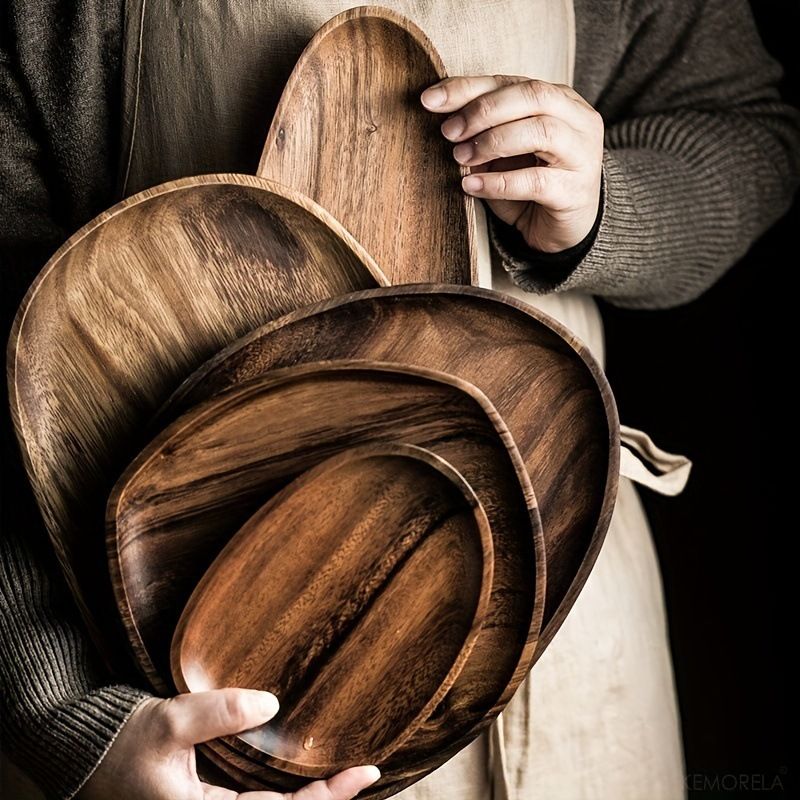 Acacia Wood Tray Cake Dessert Tray Japanese Style Stall Household Solid Wood Tray Coffee Cup Water Cup Tray_voghion.com