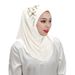 Vrouwen Hijab Effen Kleur Elastische Geometrische Kruispatroon Sjaal Hoed Baotou Hoed Vrouwen Etnische Hoed_voghion.com