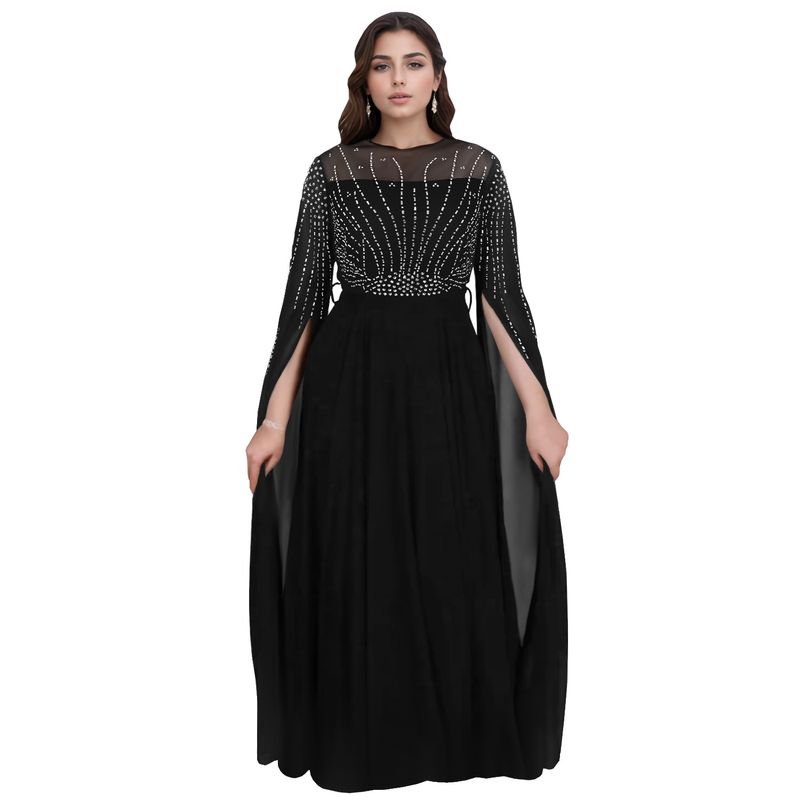 Moda abbigliamento donna, elegante abito da donna in stile mediorientale con prospettiva a diamante_voghion.com