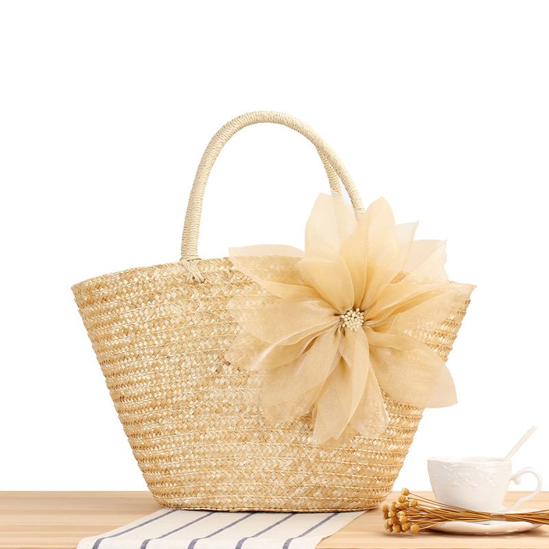Sacs pour femmes Sac tissé en une seule pièce de fil de fleurs et d'herbe Sac tissé en soie pastorale Grand sac tissé à fleurs Sac à main de mode Sac de plage_voghion.com