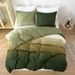Home Garden Brushed Print Gradient Green Blue Gray Quilt Three Piece Set_voghion.com