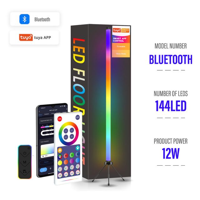 LED-põrandalamp Magamistoa voodiäärne dekoratiivlamp RGB keeratav nurgapõrandalamp WIFI Bluetoothi ​​kaugjuhtimispult siseruumide atmosfäärilamp_voghion.com