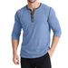 Herren Retro Henley Shirt – Langarm Colorblock Pullover mit 3-Knopf-Leiste (Weiß/Schwarz/Karmesinrot/Marineblau/Mehrfarbig, S-XXL)_voghion.com