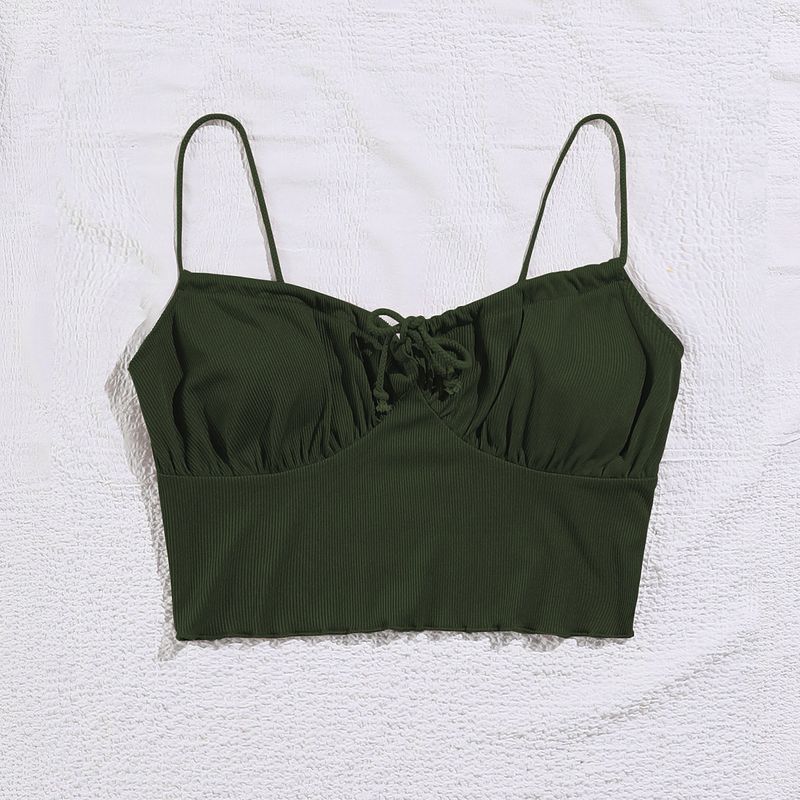 Damen-Plissee-Röhrenoberteil, gestrickt, tief ausgeschnittenes Neckholder-Top, sexy Strapsweste_voghion.com