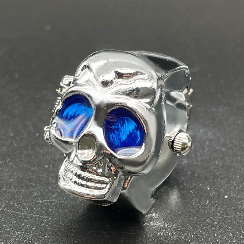 Relógio de anel personalizado com caveira, masculino e feminino, com capa flip, anel de anime, cabeça de fantasma, estudante_voghion.com