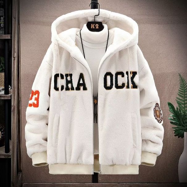 Cappotto in cotone e pelle di agnello autunno inverno per ragazzi, felpa con cappuccio larga e spessa, cardigan con cerniera, giacca con cappuccio_voghion.com