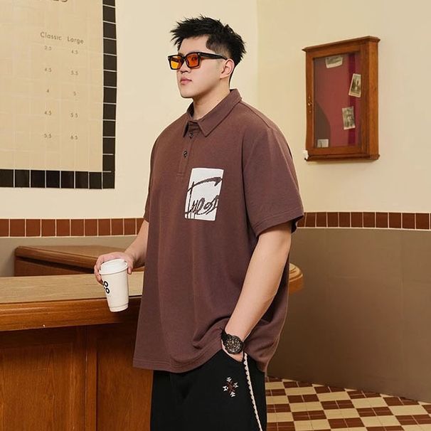 Herrenbekleidung Plus Size Sommer Casual Revers Kurzarm Poloshirt Herren Fat Loose Paul Shirt_voghion.com