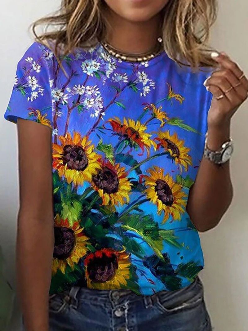 Vêtements pour femmes T-shirt imprimé pour femme à col rond et manches courtes en été_voghion.com