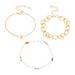 Minimalistisches kubanisches Armband-Set mit dicker Kette und Perlenblume für den Sommer_voghion.com