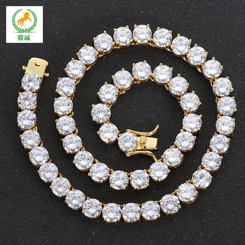 Collana da 8 mm in rame micro pavé di zirconi a fila singola, catena cubana, accessori alla moda, tennis_voghion.com