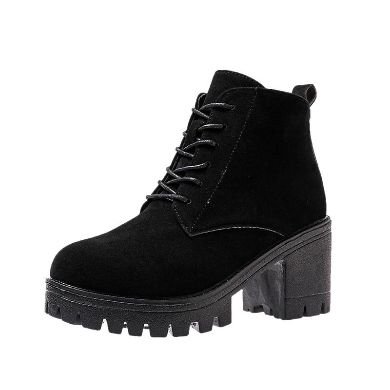 Large Martin boots for autumn and winter short sleeved women s boots high thick heels cotton shoes_voghion.com