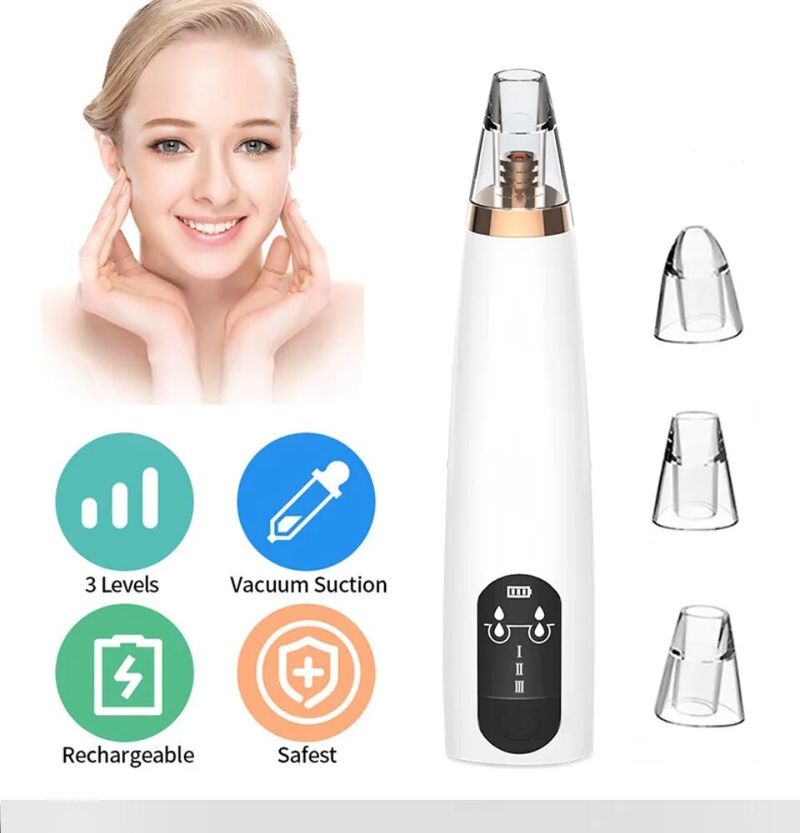 Rechargeable Vacuum Suction Remover Facial Pore Cleaner 3 Speed Electric Blackhead Acne Comedo Extractor hine_voghion.com