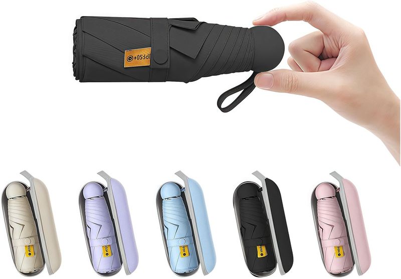 Mini Umbrella With Protective Cover, Compact Lightweight, UV Sun Protection, Suitable For Women And Men_voghion.com