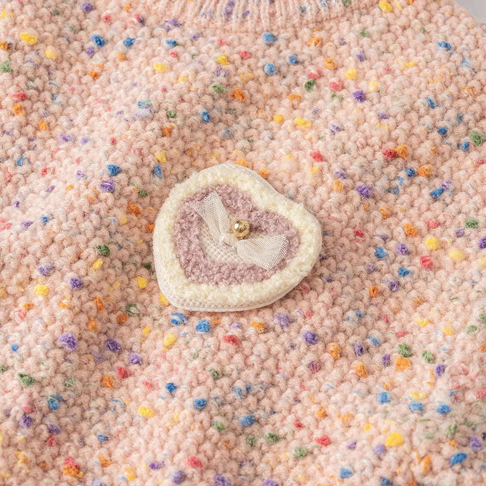 Pull coloré avec nœud d'amour pour bébé fille, nouveau style, vente en gros, fabricant, automne et hiver 2023_voghion.com
