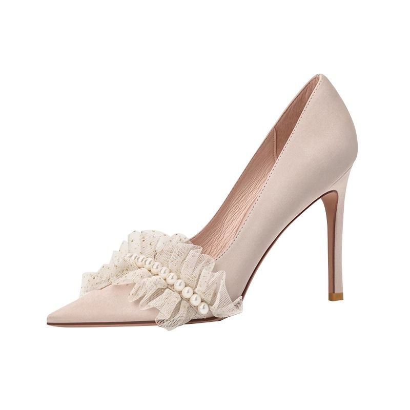 Hochzeitsschuhe Haupthochzeitskleid Brautschuhe High Heels Brautjungfernschuhe Breite Füße Fett Große Größe Damenschuhe 41 Bis 43 Stiletto_voghion.com