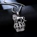 Hip Hop Jewelry Titanium Steel Gold Plated Diamond Crown Lion Head Pendant Necklace_voghion.com