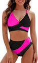 Set due pezzi bikini con laccetti colorblock e arricciature da donna_voghion.com