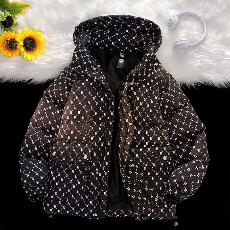Giacca in velluto a coste con piumino d'anatra per coppie - Parka corto ignifugo con stampa integrale, cappotto invernale unisex con cappuccio (nero/blu/grigio/marrone chiaro, M-4XL)_voghion.com