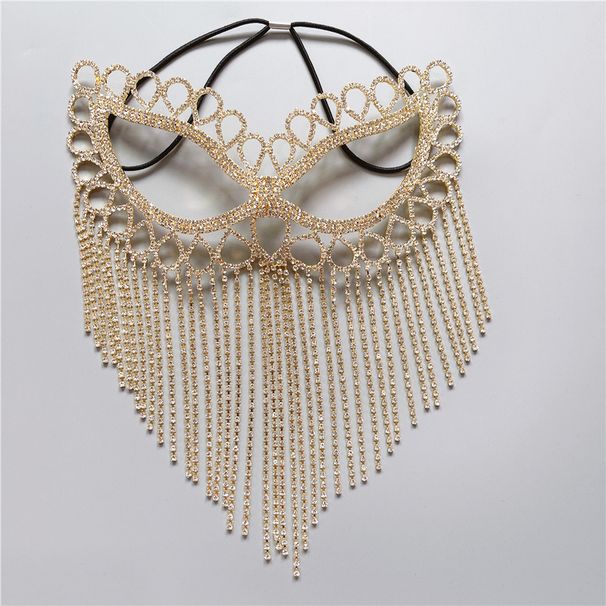 Halloween decorations of diamonds, tassels, full masks, party dances, eye-catching sparkling diamond studded face masks_voghion.com