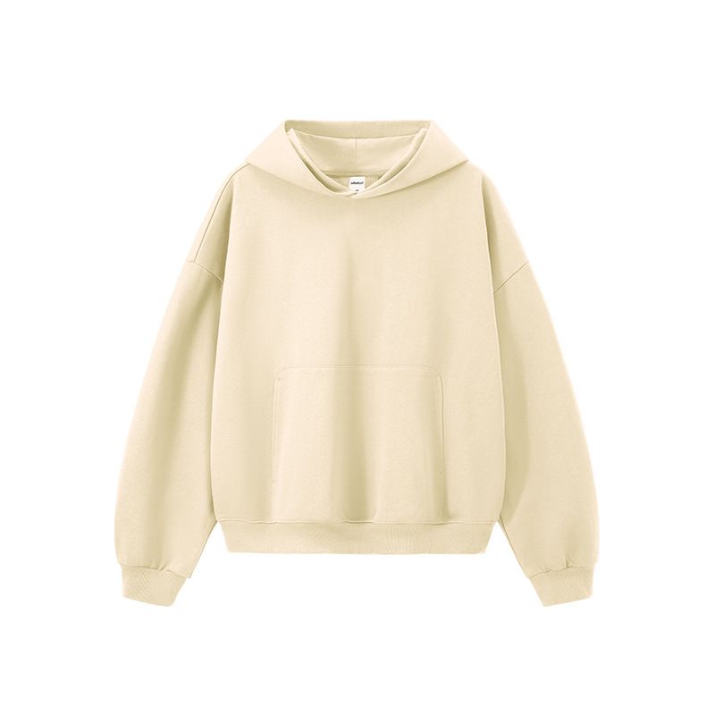 Felpa con cappuccio corta e squadrata da uomo - Pullover pesante a scaglie di drago da 380 g/m² con spalle scese e tasca a marsupio_voghion.com