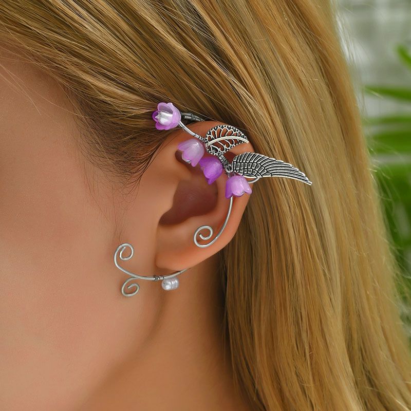 1 Piece Casual Simple Style Flower Butterfly Plating Alloy Crystal Ear Cuffs_voghion.com