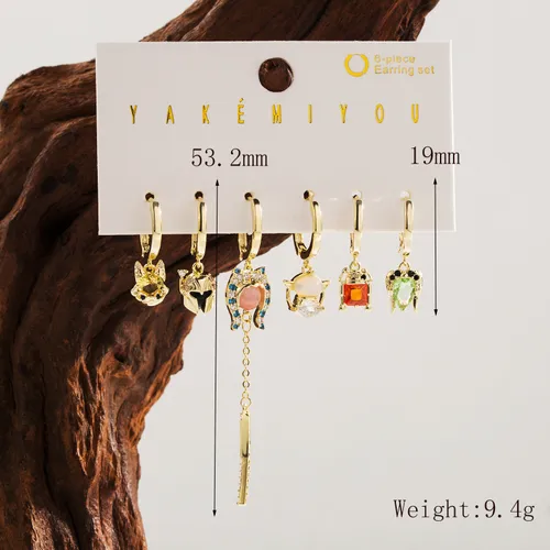 1 Set Yakemiyou Simple Style Commute Cartoon Charakter Emaille Inlay Kupfer Zirkon 14K vergoldete Tropfenohrringe_voghion.com