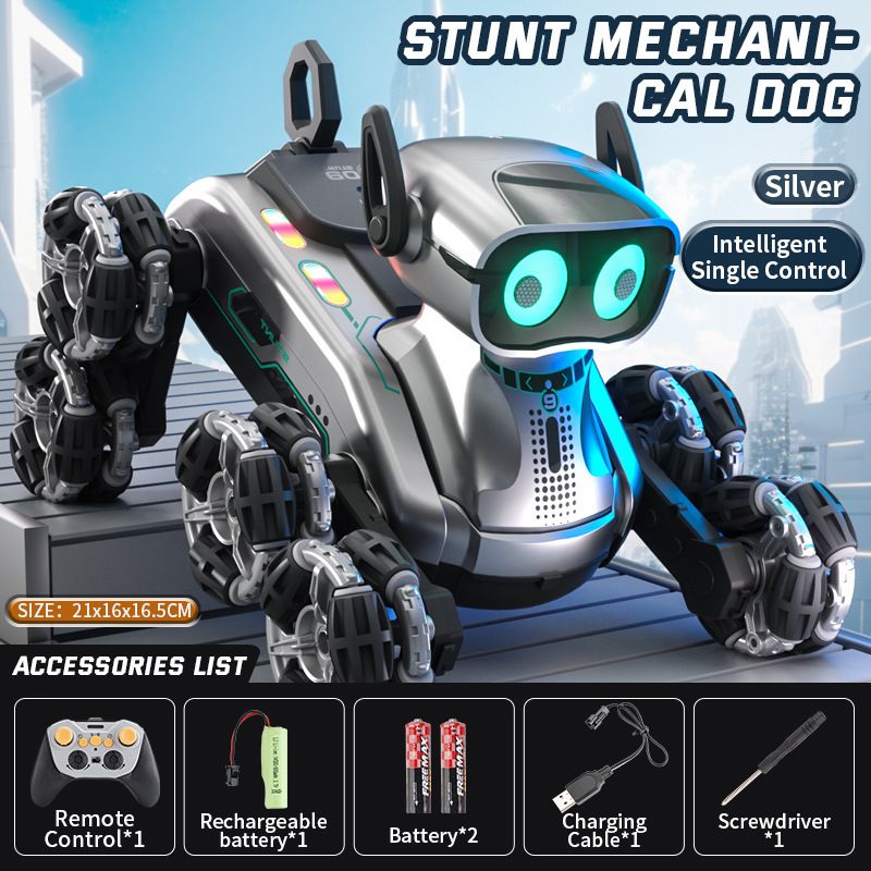 Nuovo regalo di compleanno per bambini: cane robot intelligente nero con tecnologia_voghion.com