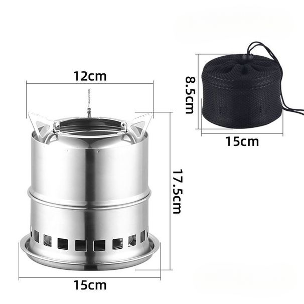 Stainless Steel Outdoor Water Boiler Firewood Portable New Model Tea Brewing Camping Stove Full Set_voghion.com