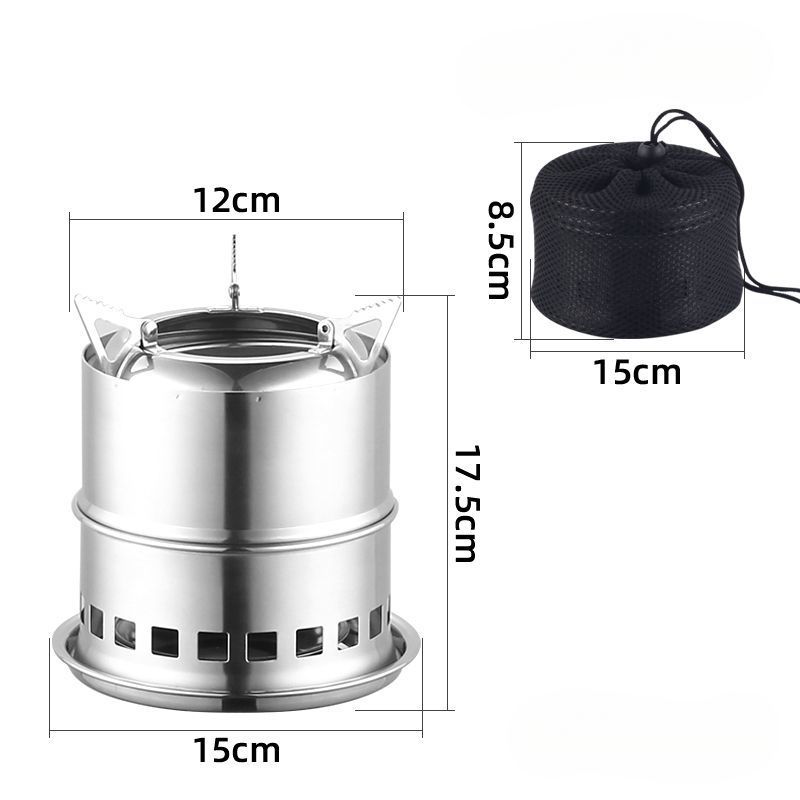 Bollitore per acqua da esterno in acciaio inossidabile, portatile, a legna, nuovo modello, fornello da campeggio per preparare il tè, set completo_voghion.com