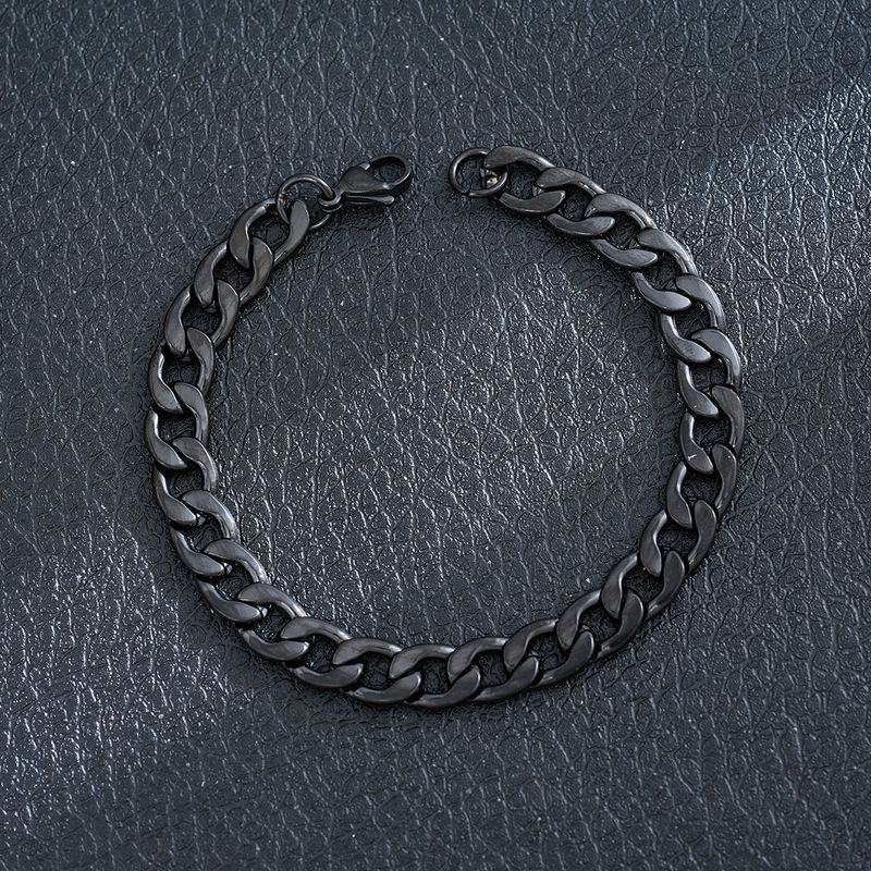 Pulseira masculina de aço inoxidável com fecho lagosta e corrente torcida de titânio cubano Hip Hop Trend NK_voghion.com