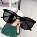 Korean version TR90 ultra light square black face display small sunglasses, popular girl trend, plain face, UV_voghion.com