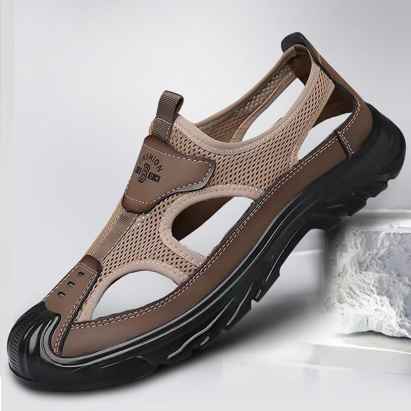 Men's Baotou Sandals Summer Breathable Hollow Mesh Hole Outdoor Lightweight Sports And Leisure Beach Shoes_voghion.com